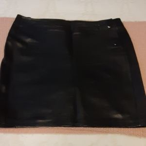 Black leather mini shirt